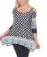 Фото #1 товара Women's Printed Cold Shoulder Tunic Top