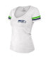Фото #2 товара Women's DK Metcalf White Distressed Seattle Seahawks Fashion Player Name and Number V-Neck T-shirt