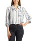 ფოტო #1 პროდუქტის Juniors' Printed Button-Front Roll-Tab-Sleeve Crop Shirt