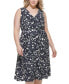 Фото #4 товара Plus Size Floral-Print Fit & Flare Dress