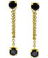 ფოტო #3 პროდუქტის Black Cubic Zirconia Chain Front & Back Drop Earrings in 18k Gold-Plated Sterling Silver, Created for Macy's