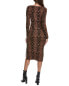 Elie Tahari Jacquard Slim Midi Dress Women's Brown L