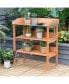 Фото #2 товара Garden Wooden Potting Bench Work Station Table Tool Storage Shelf W/Hook