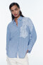 Фото #2 товара Рубашка в полоску с цветочной вышивкой ZARA
