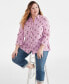 ფოტო #1 პროდუქტის Plus Size Ikat Icon Tiered Long-Sleeve Shirt, Created for Macy's