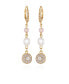 ფოტო #1 პროდუქტის Gold-Tone Lilac Violet Glass Stone and Imitation Pearl Drop Earrings