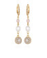 Gold-Tone Lilac Violet Glass Stone and Imitation Pearl Drop Earrings