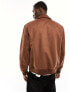 River Island suedette bomber jacket in brown