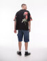 Фото #2 товара Topman premium extreme oversized fit t-shirt with floral embroidery print in black