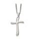 ფოტო #1 პროდუქტის Polished Wavy Cross Pendant on a Curb Chain Necklace