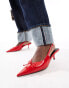 Фото #1 товара ASOS DESIGN Sriracha bow slingback mid heeled shoes in red