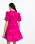 Whistles Aubrey tiered mini trapeze dress in bright pink