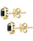 ფოტო #4 პროდუქტის EFFY® Onyx & Diamond (1/8 ct. t.w.) Halo Stud Earrings in 14k Gold