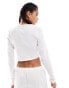 Monki co-ord cropped button up cotton cardigan in white weiß, XL - EU 50-52 - фото #4