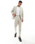 Фото #1 товара ASOS DESIGN tapered suit trousers in textured fabric in stone