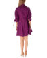 ფოტო #2 პროდუქტის Women's Ruched-Sleeve Shirtdress