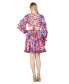 ფოტო #2 პროდუქტის Women's Long Sleeve Print Cocktail Short with Lace Up Back and Cutouts Dress