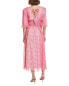 Фото #2 товара Taylor Printed Chiffon Lurex Stripe Midi Dress Women's Pink 2