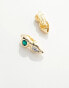 Фото #4 товара 8 Other Reasons 18k gold plated stud earrings with emerald and clear stones