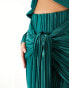 Фото #3 товара ASOS DESIGN Petite plisse bardot twist front maxi dress in bottle green