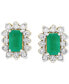 ფოტო #2 პროდუქტის EFFY® Emerald (1/2 ct. t.w.) & Diamond (1/10 ct. t.w.) Halo Stud Earrings in Gold-Plated Sterling Silver