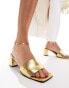 ASOS DESIGN Hundred mid block heeled mules in gold Золотистый, 35 - фото #4