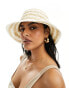 Фото #1 товара Accessorize stripe straw bucket hat in white/natural