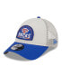 Men's Khaki, Blue New York Knicks Throwback Patch Trucker 9FORTY Adjustable Hat