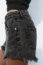 Trf high-waist denim ripped shorts