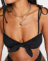 Фото #4 товара NA-KD – Bikinioberteil in Schwarz mit Knotendetail – BLACK