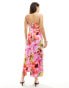 YAS satin midi dress in floral - MULTI Pastelllavendel, 2XL - фото #6