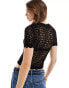 Фото #3 товара Mango crochet knitted t-shirt in black