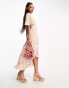 Vero Moda wrap front maxi tea dress in pink floral