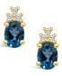 Фото #3 товара London Topaz (3-1/5 ct. t.w.) and Diamond (1/5 ct. t.w.) Stud Earrings in 14K Yellow Gold