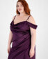 Фото #4 товара Trendy Plus Size Off-The-Shoulder Satin Gown