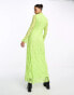 Something New x Lame. Cobain high neck lace maxi dress with cut outs in acidic lime green Кислая известь, XS - фото #4