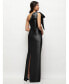 Фото #2 товара Women's Over d Bow One-Shoulder Satin Column Maxi Dress