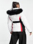 Threadbare Petite Ski puffer jacket with faux fur trim hood in white