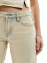 Weekday Arrow co-ord low waist straight leg jeans with hem split in sun bleached light blue wash