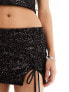 ASOS DESIGN mini skirt with split in black sequin co-ord