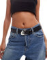 Фото #1 товара ASOS DESIGN angled buckle waist and hip jeans belt in black