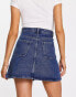 Фото #4 товара Monki denim button through mini skirt in mid blue wash