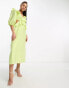 Nobody's Child Dani puff sleeve cut out midaxi dress in lime