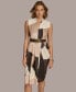 ფოტო #6 პროდუქტის Donna Karan Women's V-Neck Sleeveless Belted Sheath Dress