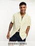 ASOS DESIGN relaxed revere shirt in yellow summer stripe