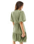 Фото #2 товара YAS broderie wrap mini dress in green - KHAKI