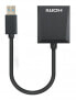 Manhattan USB-A to HDMI Cable - 1080p@60Hz - Converts USB 3.2 Gen1 (aka USB 3.0) signal to HDMI - 15cm - Black - Male to Female - Three Year Warranty - Retail Box - Wired - USB 3.2 Gen 1 (3.1 Gen 1) Type-A - Black - 1920 x 1080 pixels - 60 Hz - Plastic