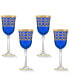 Фото #1 товара Бокалы для вина Lorren Home Trends синие с золотыми кольцами, набор из 4 шт.