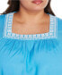 ფოტო #4 პროდუქტის Black Label Plus Size Boho Embroidered Square Neck Top