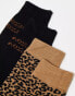 Threadbare Ski 2 pack printed socks in leopard print